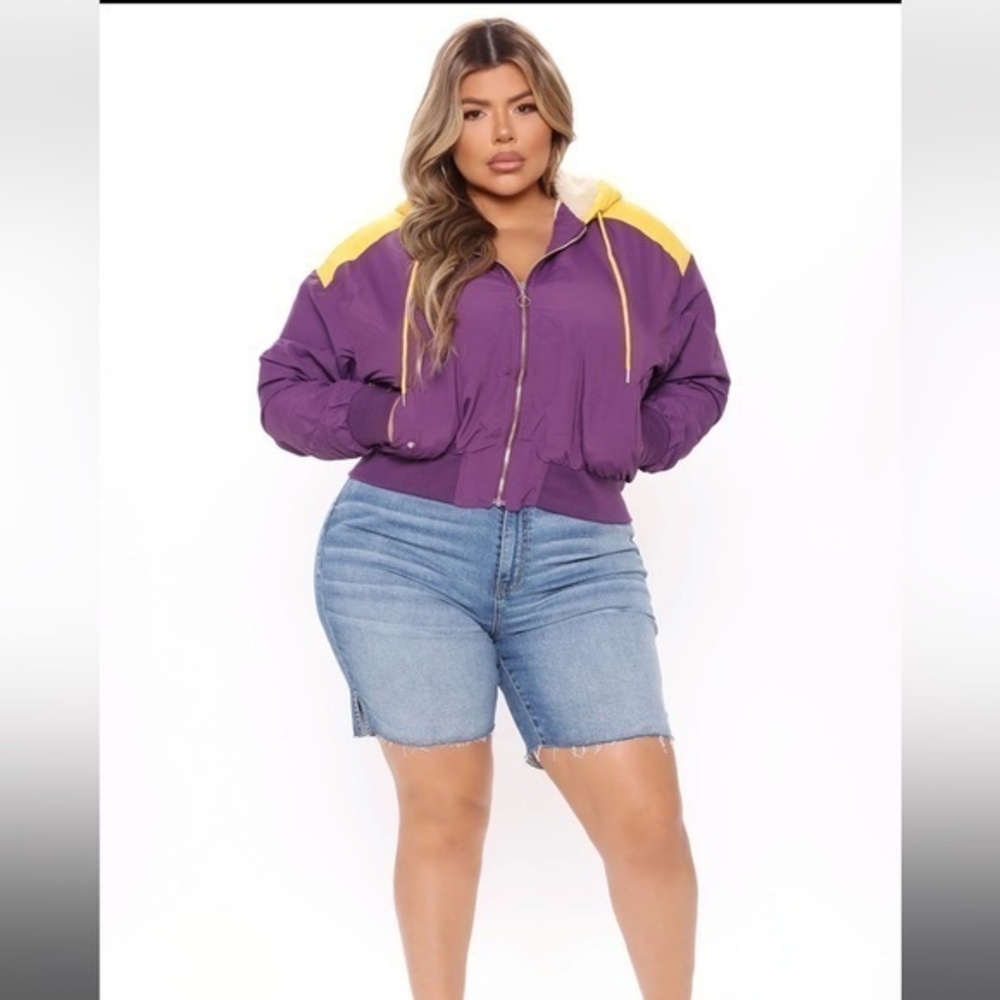 Fashion Nova yellow and purple bomber jacket‎ size 1x